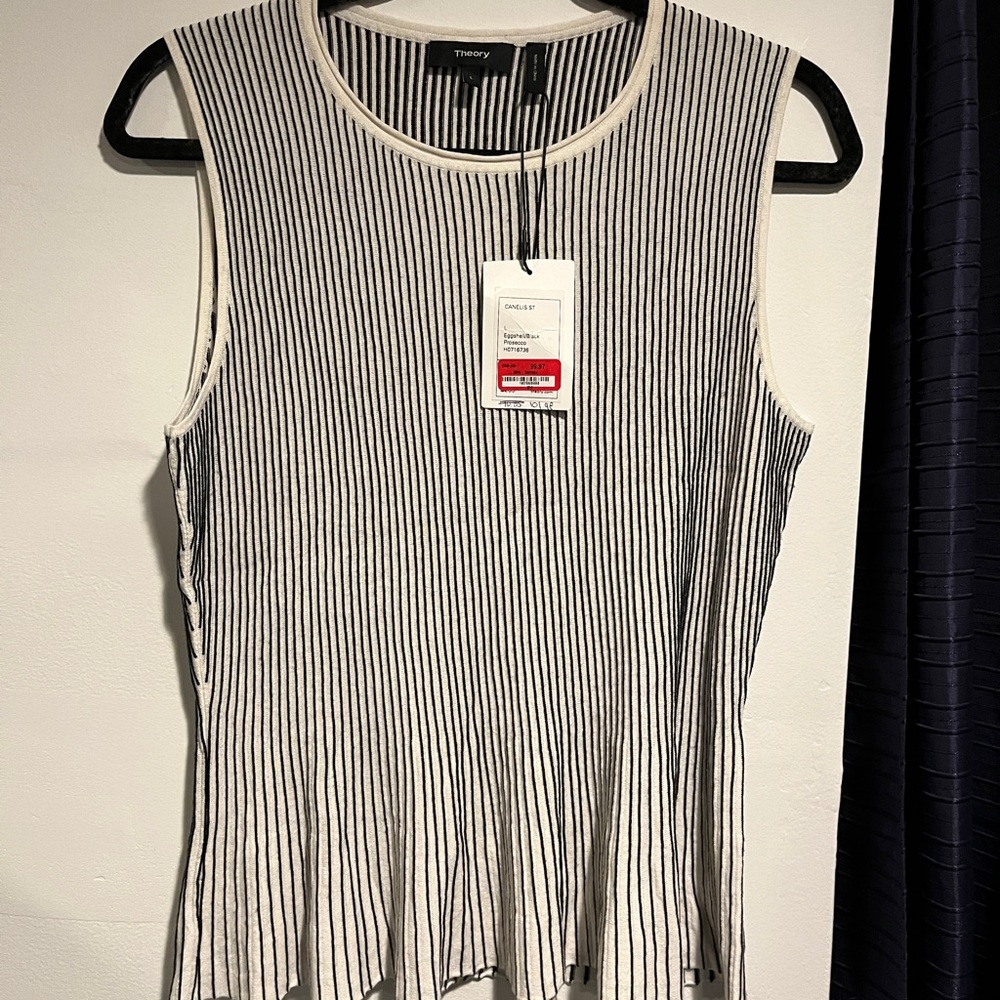 Theory Monochrome Striped Tank Top